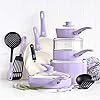 GreenLife-CC001792-001-Soft-Grip-Healthy-Ceramic-Nonstick-Lavender GreenLife Soft Grip Non-Stick 16 Piece Cookware Pots and Pans Set, PFAS Free, Diswasher Safe, Lavender