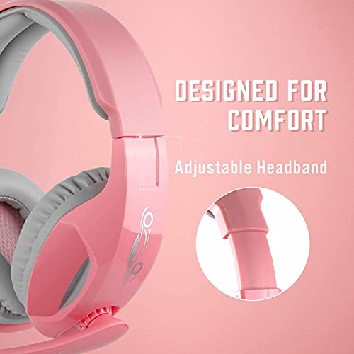SADES Stereo Cute Girl Pink Gaming Headset for Xbox One PS4, Noise