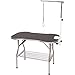 Flying Pig Heavy Duty Stainless Steel Pet Dog Cat Bone Pattern Rubber Surface Grooming Table with Arm/Noose (Black, 38