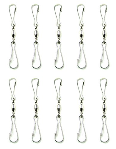 WorldaWhirl Whirligig Wind Spinner SS Swivel Hook Display Twist Turn Twirl Swirl (10, Clip and Clip)   - Thumbnail 2
