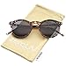zeroUV - Retro Horn Rimmed Keyhole Nose Bridge P3 Round Sunglasses 49mm (Shiny Brown-Tortoise / Smoke)