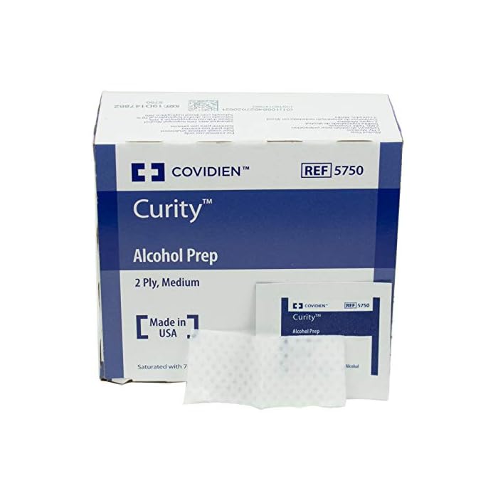 COVIDIEN Curity Alcohol Preps Wipes, Sterile, 2-Ply, Medium, Pack of 200