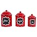 DII Ceramic Farmhouse Chic Polka-Dot Kitchen Canister/Container Organize Your Kitchen, Countertops, Cupboards or Pantry, Large, Red (5606)