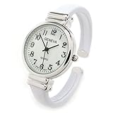 New White Geneva Snake Style Band Slim Case Women's Bangle Cuff Watch
