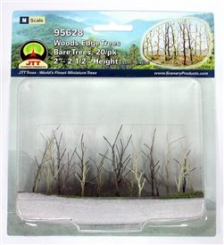 Woods Edge Trees Bare 2'' to 2.5'' N-scale 20/pk