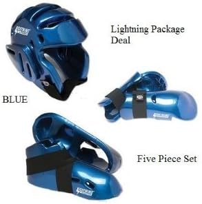 Lightning Blue Karate Sparring Gear Package Deal Child Large