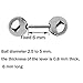 Thenice 4 Pcs 20g 0.8 Mm Barbell Earrings Studs Bead Ear Bone Ring (3mm, Silver)