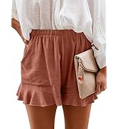Asvivid Womens Casual Drawstring Elastic Waist Summer Beach Shorts Flutter Pants with Pockets