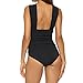 LAPAYA Women's Bathing Suit Front Criss Cross Ruched Backless One Piece Swimsuit, Black, Tag size XL=US size 14-16