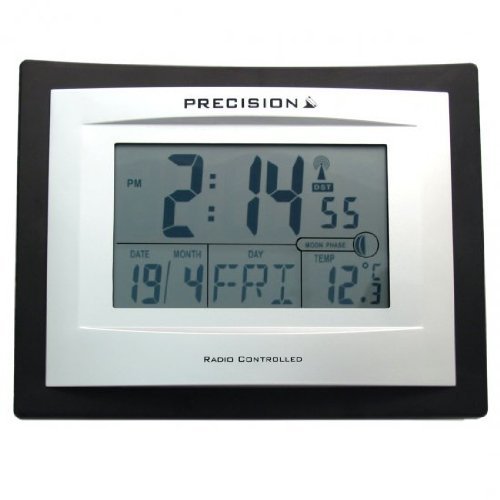 Precision PREC0019 Radio Controlled LCD Screen Alarm Clock with Mains Adaptor, 3 Colours Amazon
