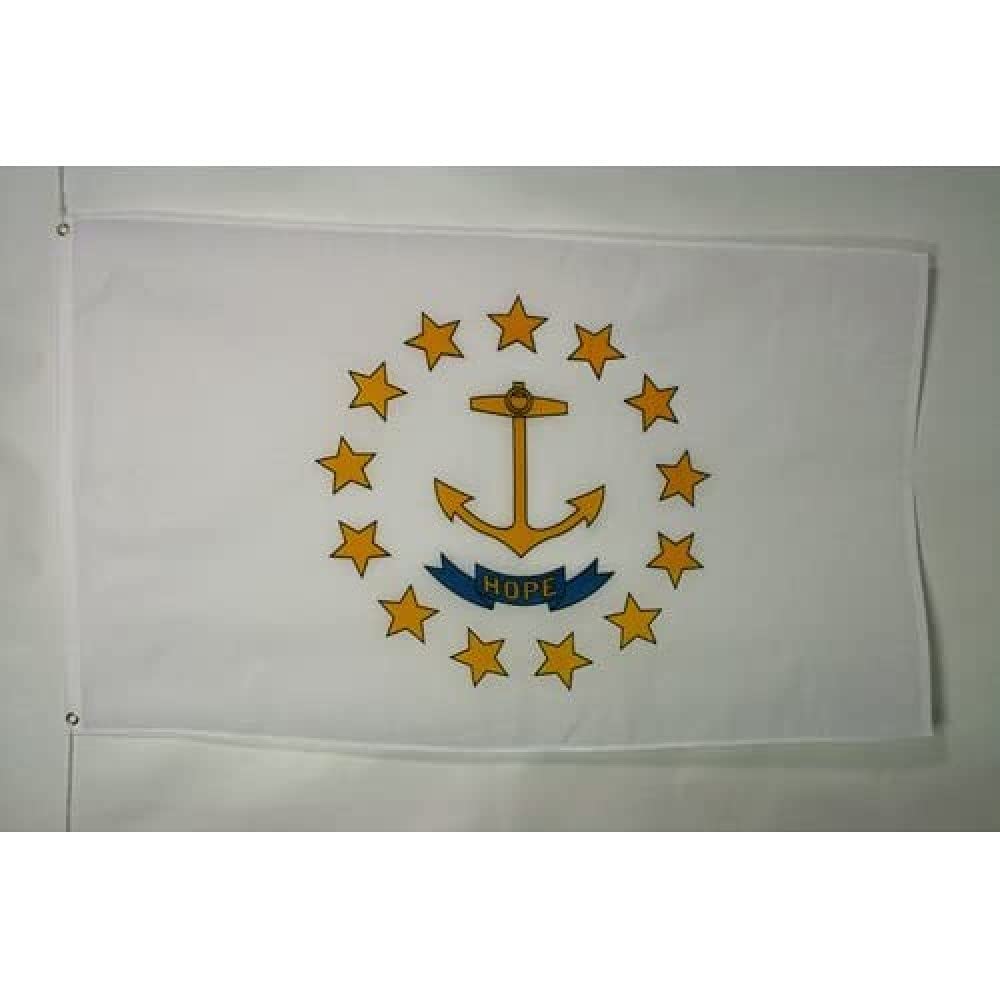 AZ FLAG - Rhode Island Flag - 3x5 Ft - Light Polyester Us State Of Rhode Island Banner with Two Brass Eyelets - Fade Resistant - Vivid Colors - 3' x 5' Feet - 150x90 Cm