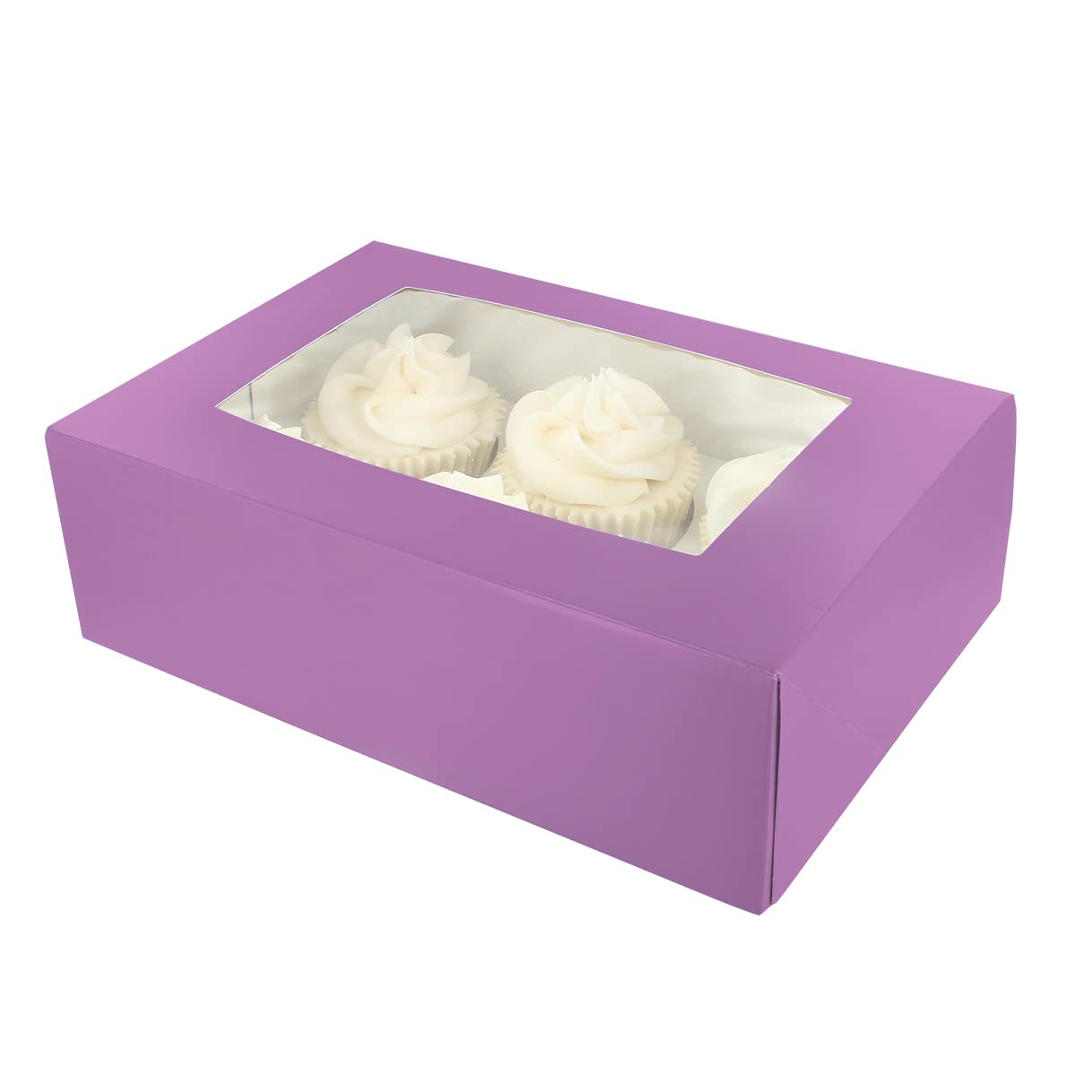 CULPITT 6/12 Cupcake Box, 20 Pack, Cupcake Boxes to Carry Tasty Treats, Includes Dual Insert for 6 Standard Cupcakes or 12 Mini Cupcakes-Brights-Purple