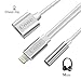 iphone 7 / 7 plus / 8 / X adapter, (Support iOS 10.3, 11)Cone 2 in 1 Lightning Adapter and Charger, Lightning to 3.5mm Aux Headphone Jack Audio Gender Adapter for iphone X, 8, 8 plus, 7(Silver)