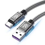 USB C Cable, 5A Fast Charging Metal Braided 3.3FT Almost Unbreakable Type C Cable /USB3.0 Charging Cord Compatible with Samsung Galaxy S10/S8/S9, MacBook, LG G6 V20 G5,Google Pixel, Nintendo Switch
