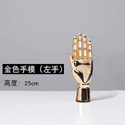 BEIYANG Electroplating Machinery Joint Simulation Artificial Hand Model Props Clothing Store Jewelry Package Window Display Props (Gold Left hand)