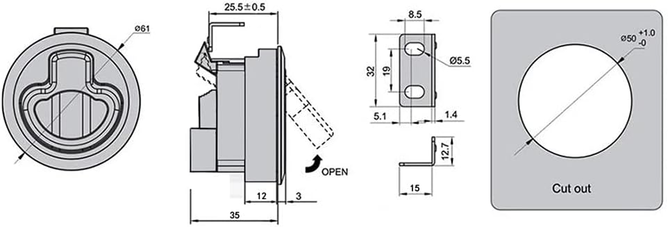 Thorn Marine Boat Stainless Steel Non Locking Flush Pull Slam Latch Hatch Push 2" (Pack of 1) : Sports & Outdoors