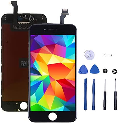 EDYELL For iPhone 6 Plus Screen Replacement Fully Assembled Display Touch LCD Digitize Assembly with Front Camera Plastic Holder Earpiece Anti-Dust Mesh and Repair Tool Kit Black (5.5 inches)