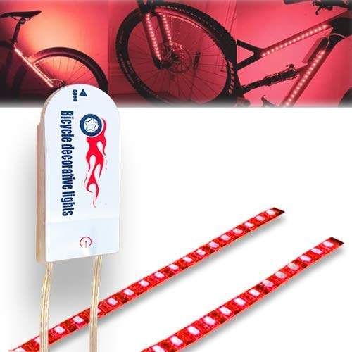 WOWLED 2-Pack Waterproof LED Light Strip for Bike Scooter Bicycle Gift, Red