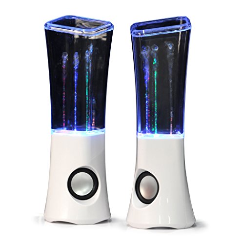 Original ATake (US VERSION) Colorful Music Fountain Mini Amplifier Dancing Water Speakers Water Dancing Speakers Enhanced Quality Marketed by Lightahead(White)