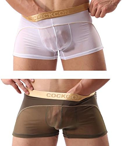 Laxier Men Boxer Briefs Shorts Bulge Pouch Soft Underpants Mens Trunks Mesh Underwear for Male Pack of 2