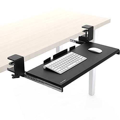 Alloyseed Under Desk Keyboard Tray, Clamp On Removable Ergonomic Keyboard and Mouse Drawer Platform (01#)