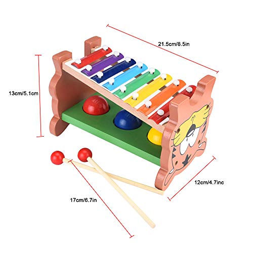 Dacawin Wooden Learning Hammering & Pounding Toy + 8 Notes Xylophone + Shape Color Recognition Xylophone Educational Toys Sets for Kids Toddlers (Multicolor, Baby Toys) - Thumbnail 4