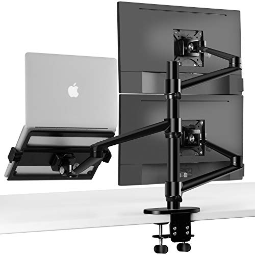 viozon Monitor and Laptop Mount, 3in1 Adjustable Triple Monitor Arm Desk Mounts, Dual Desk Arm