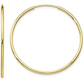 Large 10K Yellow Gold Hoop Earrings 1 1/2 Inches (1.2mm)