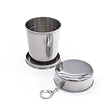 Geekercity 240ML Portable Stainless Steel Folding Cup Outdoor Travel Telescopic Collapsible Mug Camping Hiking Sports Cup Bottle
