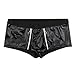 CHICTRY Men's Leather Double Zipper Pouch Boxer Briefs Underwear Underpants Bikini Trunks