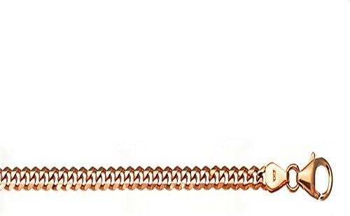 14k Rose Gold 3.4mm Cuban Curb Solid Link Chain Bracelet - 8"