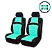 CAR PASS Rainbow Cool Universal Fit Two Front 3D Air Mesh Car Seat Cover with Steering Wheel & Blet Cover-Airbag Compatible (Bucket Front Seats only, Black-Mint)