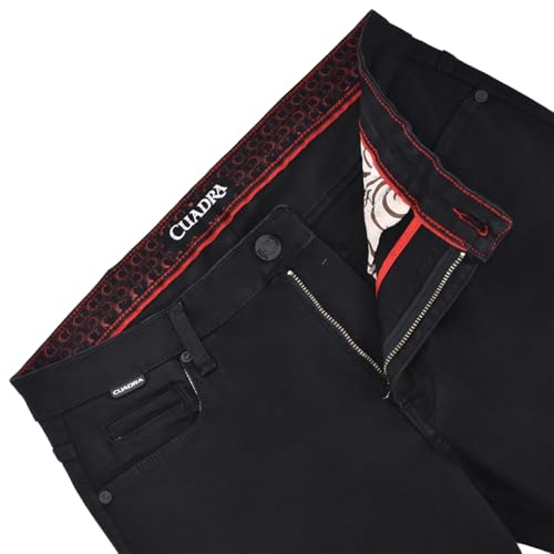 Cuadra Pantalones Rectos para Caballero de Mezclilla Negro Gris