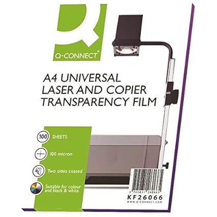 Q-Connect KF26066 - Transparencias para proyector (100 micras, 100 ...