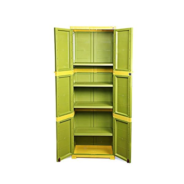 Cello Novelty Large Storage Cupboard with 4 Shelves (Green and Yellow