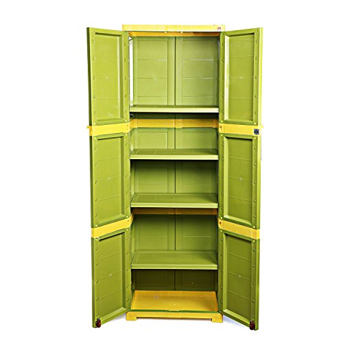Cello Novelty Large Storage Cupboard with 4 Shelves (Green and Yellow