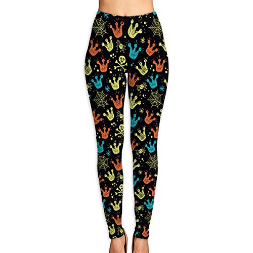 WJM SHOW Women's Crowns Skulls and Spiders Leggings Yoga Long Pants Casual Sweatpants Athletic Gym Pants White