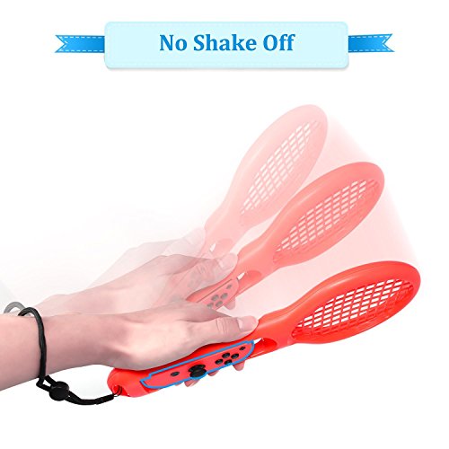 Meedasy Tennis Racket for Nintendo Switch Games, Twin Pack Tennis Racket for N-Switch Joy-Con Controllers for Mario Tennis Aces Games, Accessories for Nintendo Switch (Blue & Red) - Thumbnail 5