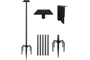 Sungaryard 90Inch Heavy Duty Bird House Pole Mount Kit with Frosted, Bird Feeder Pole Kit with 5 Prongs Base and 2 Plates, for Outdoor, Yard, Garden, Black(Birdhouse Not Include)