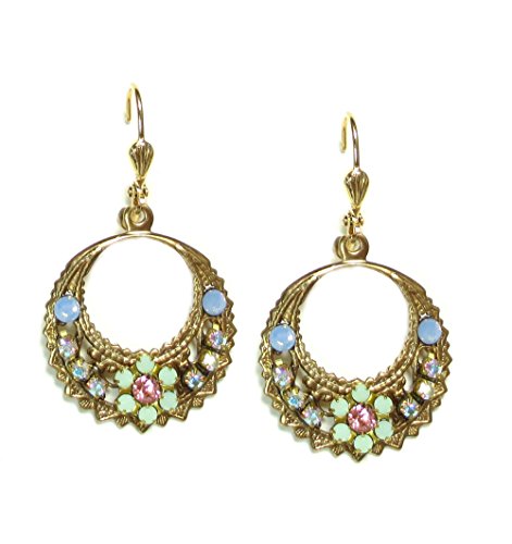 Clara Beau Gold Plated Vintage Multicolor Swarovski Crystal Hoops