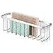 MetroDecor mDesign Kitchen Sink Suction Sponge and Scrubber Holder - Extra Wide, Polished Stainless Steel