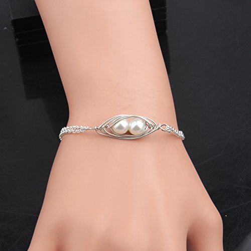 Peas in a Pod Necklace Bracelet Gift for Mother's Day (2 peas bracelet)