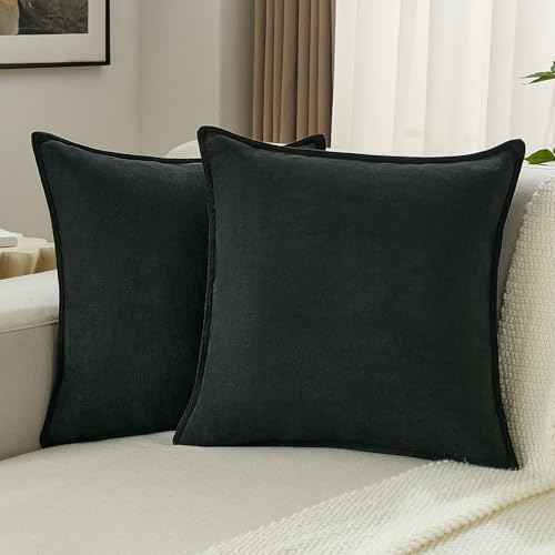 FUTEI Chenille Pillow Cover 24x24 Black