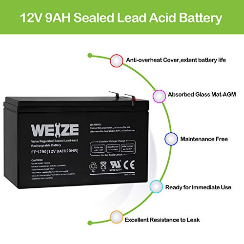 Weize 12V 9AH Rechargeable SLA Battery For APC UPS Computer Backup Power (BX1300LCD), APC Back-UPS NS 1250, 2 PACK - Thumbnail 3