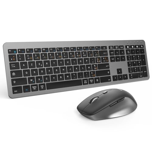 seenda COE300 Wireless Bluetooth AZERTY Keyboard Mouse | Multi-Device Connection, Quiet, Ultra-Thin Keyboard, Mouse 4 Levels DPI, Compatible with Windows/Mac OS/iPad/Android