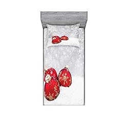 Ambesonne Christmas Fitted Sheet & Pillow Sham