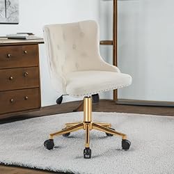 VINGLI White Teddy Fleece Armless Office Desk Chair