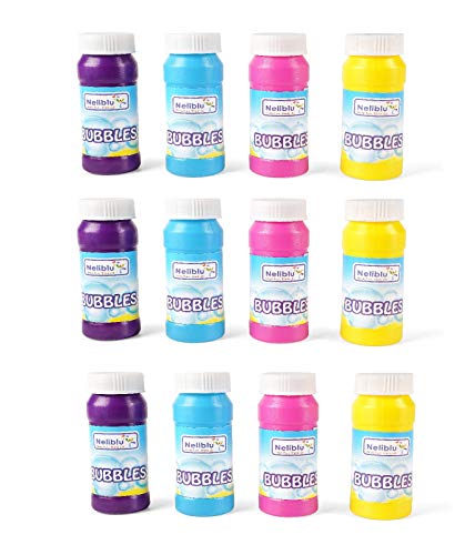 Neliblu Bulk Party Bubbles - 12 Pack 2 Oz Bubble Bottles with Wands - Summer Fun Toys, Party Favors, Goody Bag Stuffers for Kids Assorted Colors by Neliblu | Mini Bubble Bottles for Toddlers - Thumbnail 7