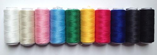 Embroidery Machine Thread Polyester Sewing Thread 200 Yards Each Spool White Black Red Sewing Craft for DIY Tool Hand Stitching Essential Thread Cotton 1 Sets of 10Pcs Spools Random Color