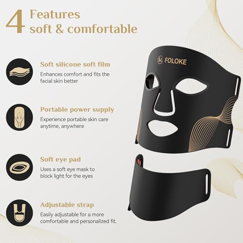FOLOKE LED Light Therapy Mask Skin Care ， LEDs face mask & neck mask Red - Wavelength for Home Use, – Advanced Skincare Made Easy
